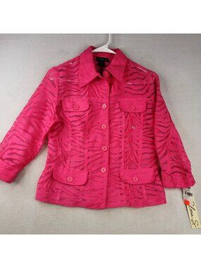 Clara S. Zebra Pattern Jacket XS Pink Sheer Layers Unique Festival Artsy